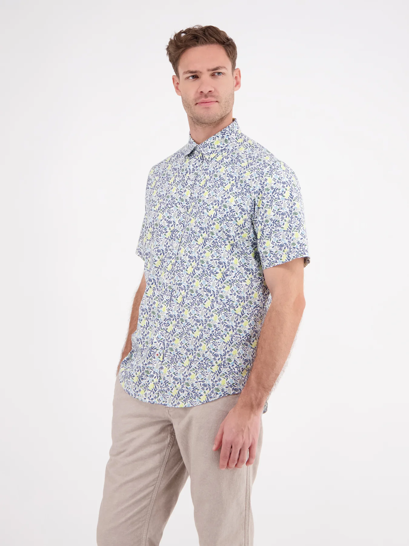 Lerros Kurzarm Shirt mit Blumenprint - White