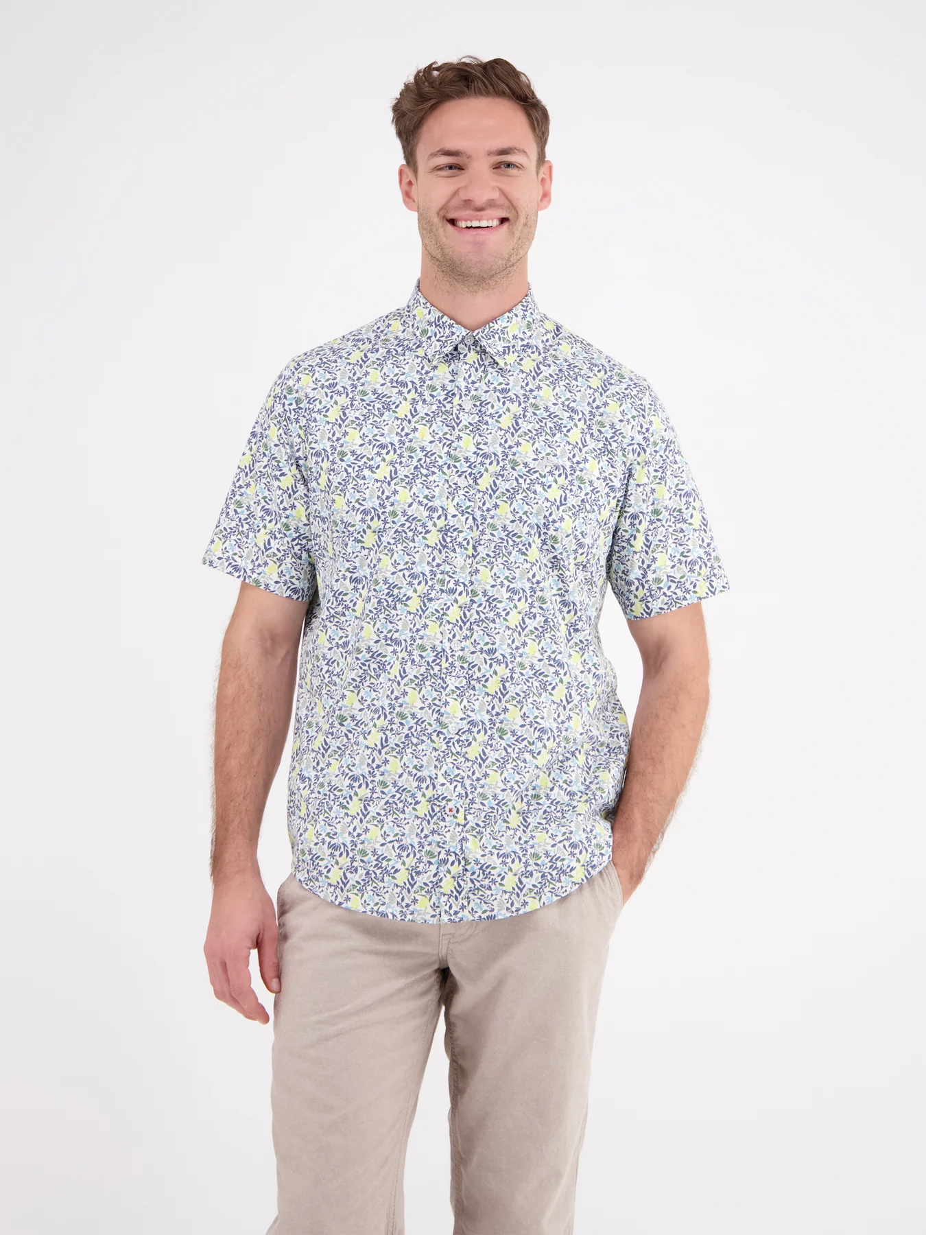 Lerros Kurzarm Shirt mit Blumenprint - White