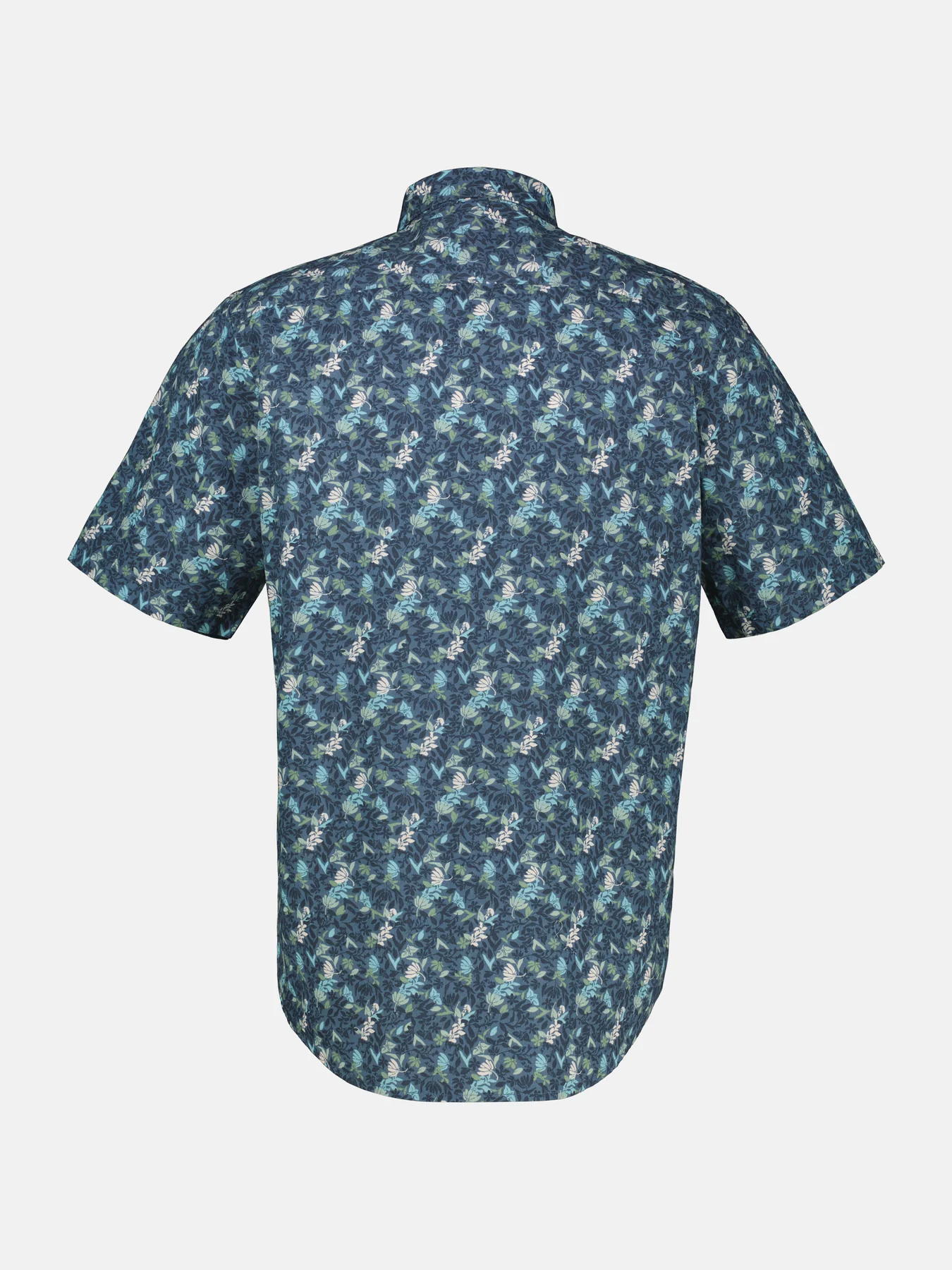 Lerros Floral Print Short Sleeve Shirt - Crispy Blue