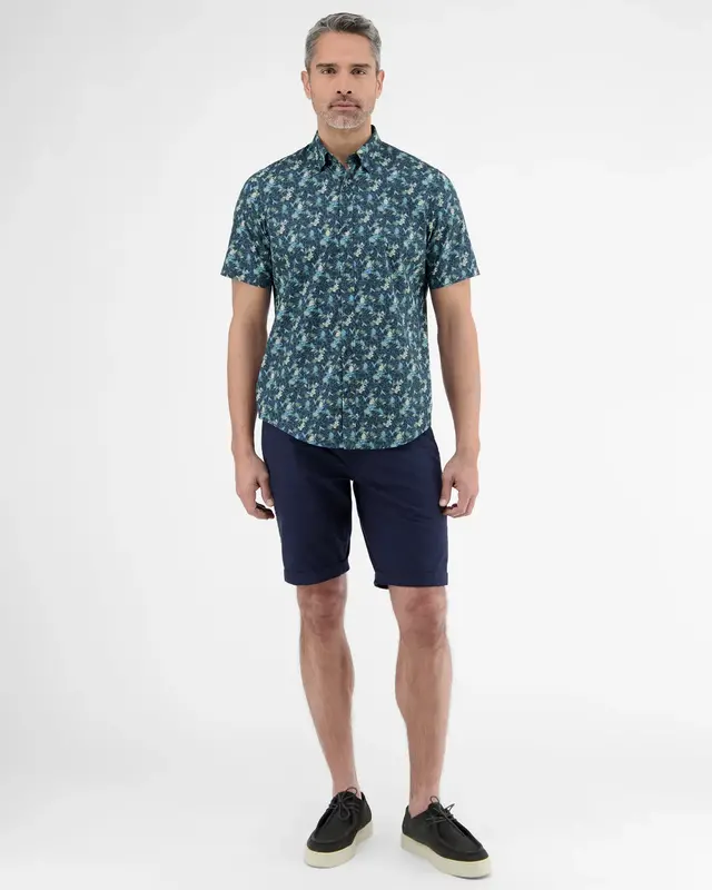 Lerros Kurzarm Shirt mit Blumenprint - Crispy Blue