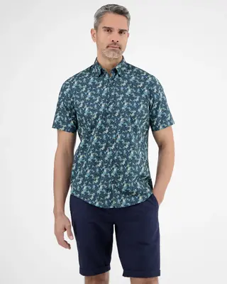 Lerros Kurzarm Shirt mit Blumenprint - Crispy Blue
