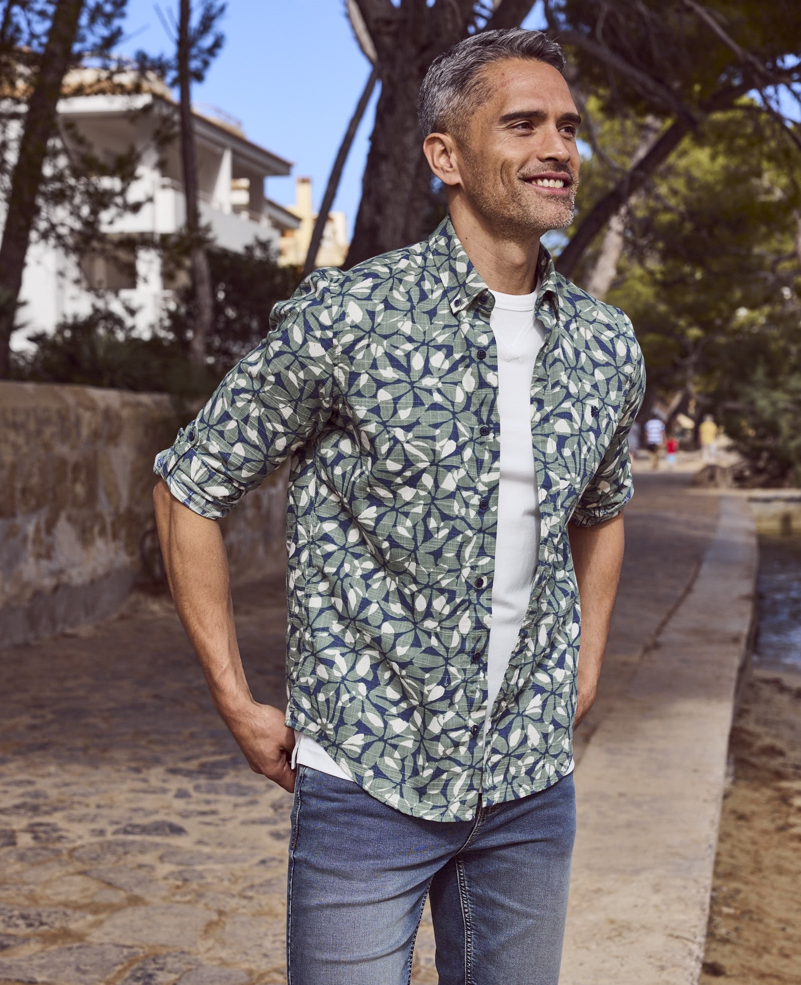 Lerros Overhemd met Print - Sage Green