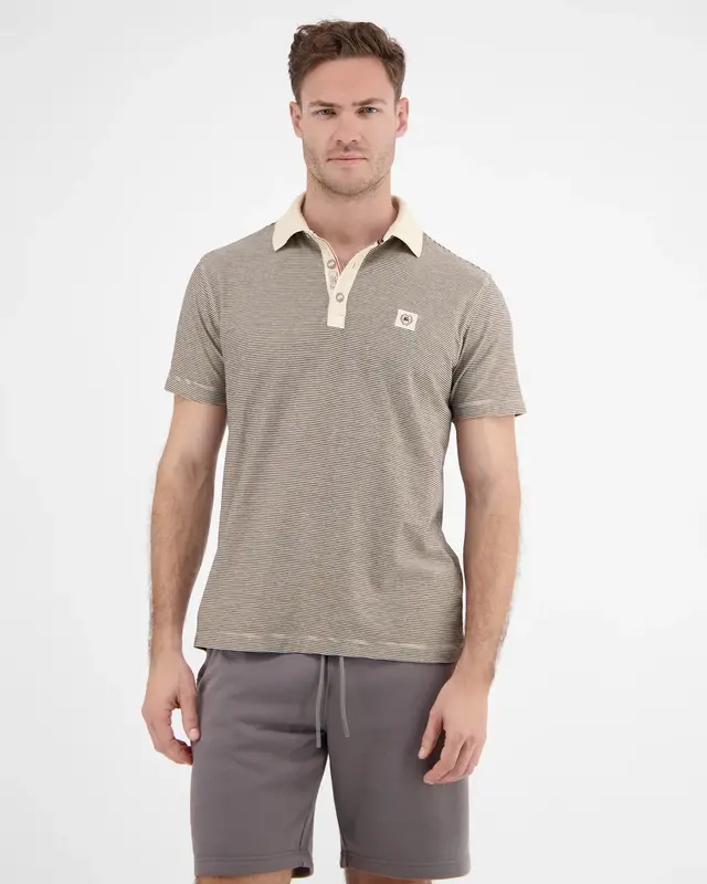Lerros Polo Shirt with Fineliner Stripes - Bone White