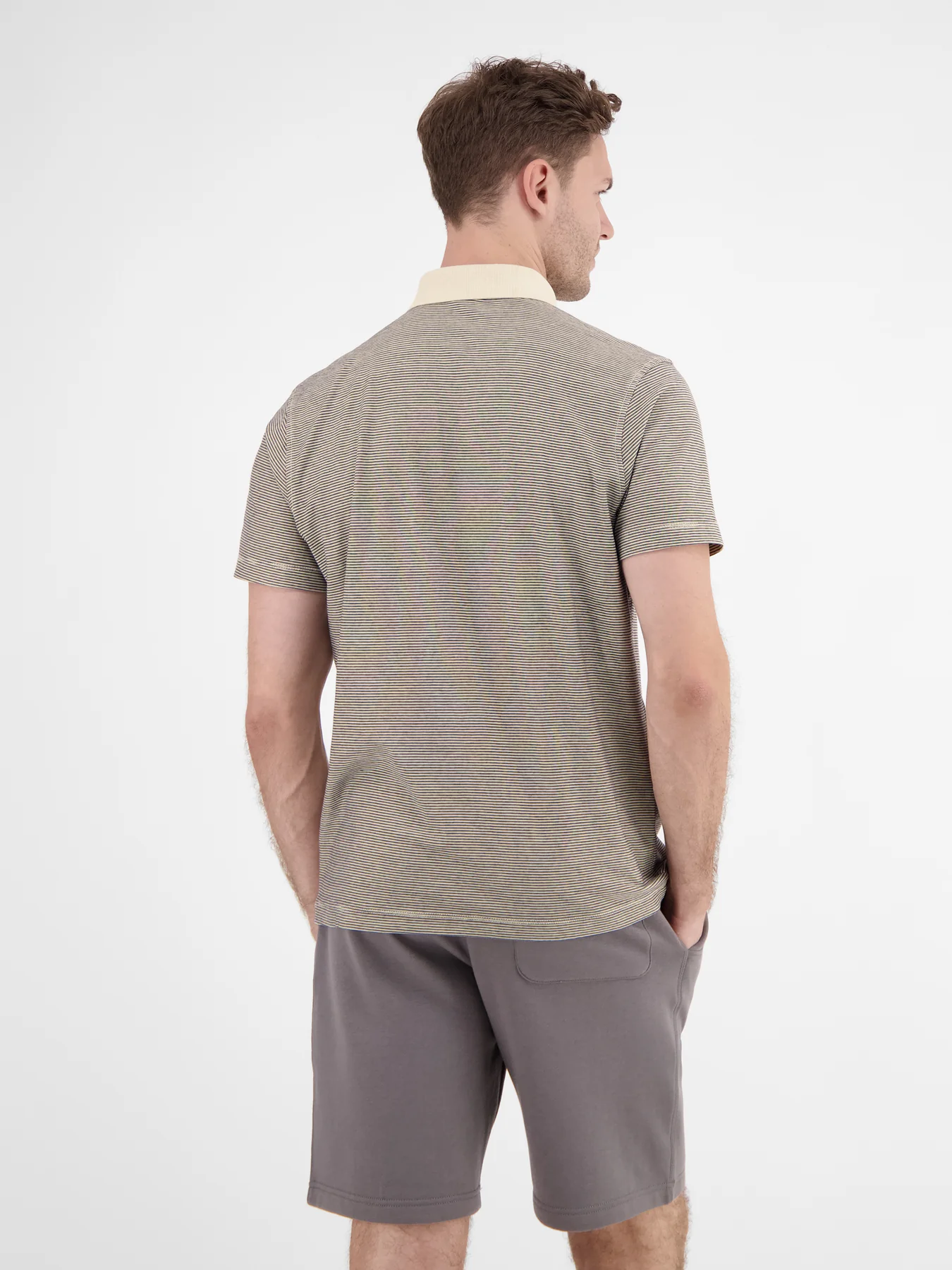 Lerros Polo Shirt with Fineliner Stripes - Bone White