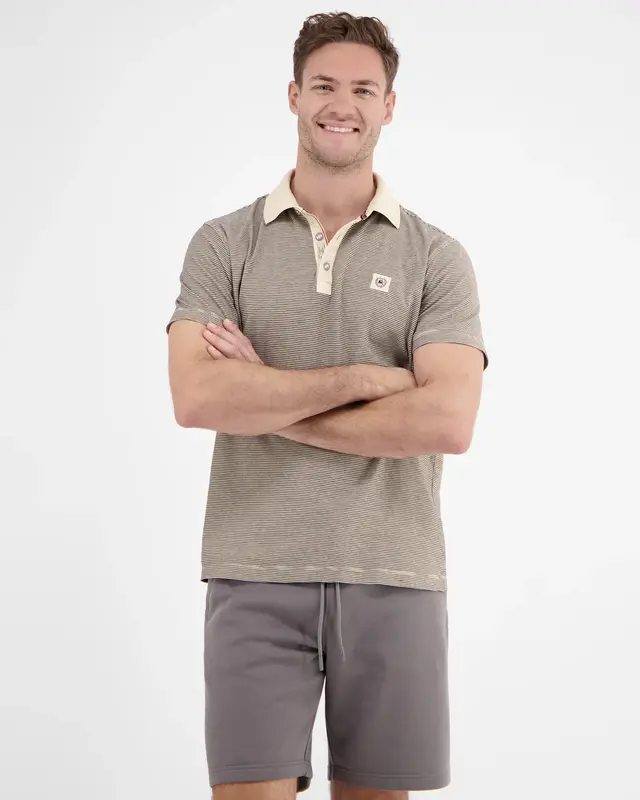 Lerros Polo Shirt with Fineliner Stripes - Bone White