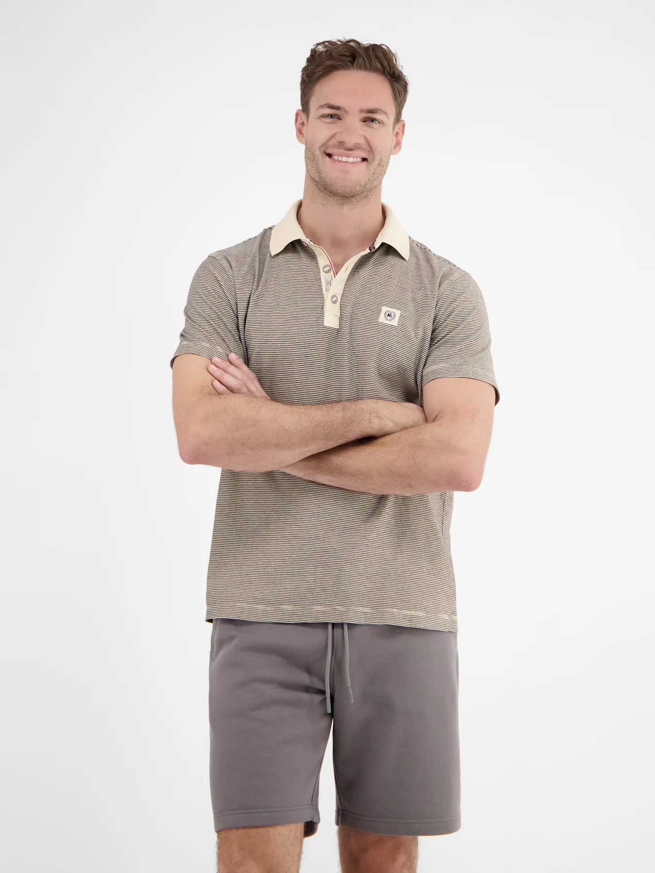 Lerros Polo Shirt with Fineliner Stripes - Bone White