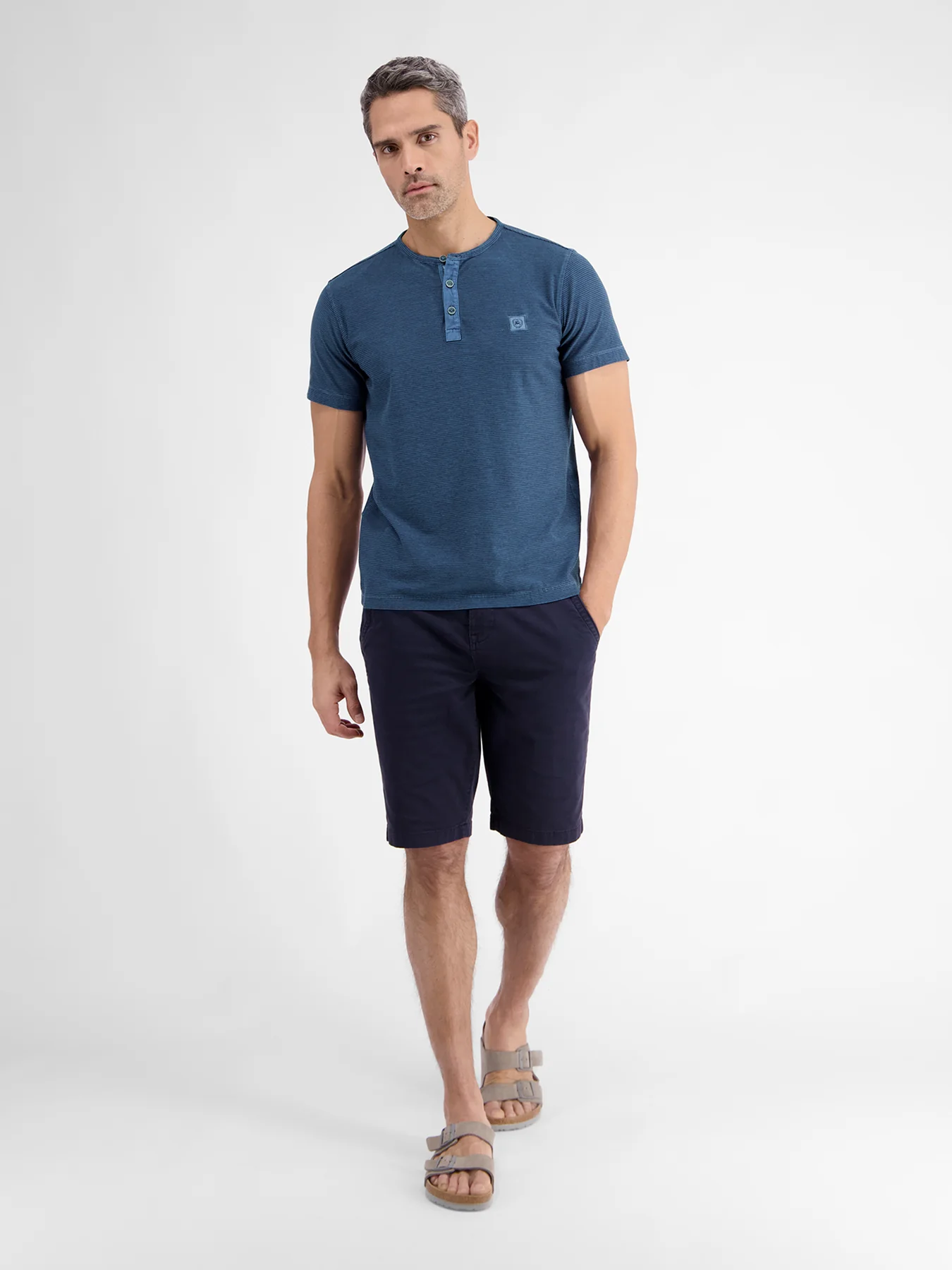 Lerros Serafino Shirt mit Fineliner Streifen - Crispy Blue