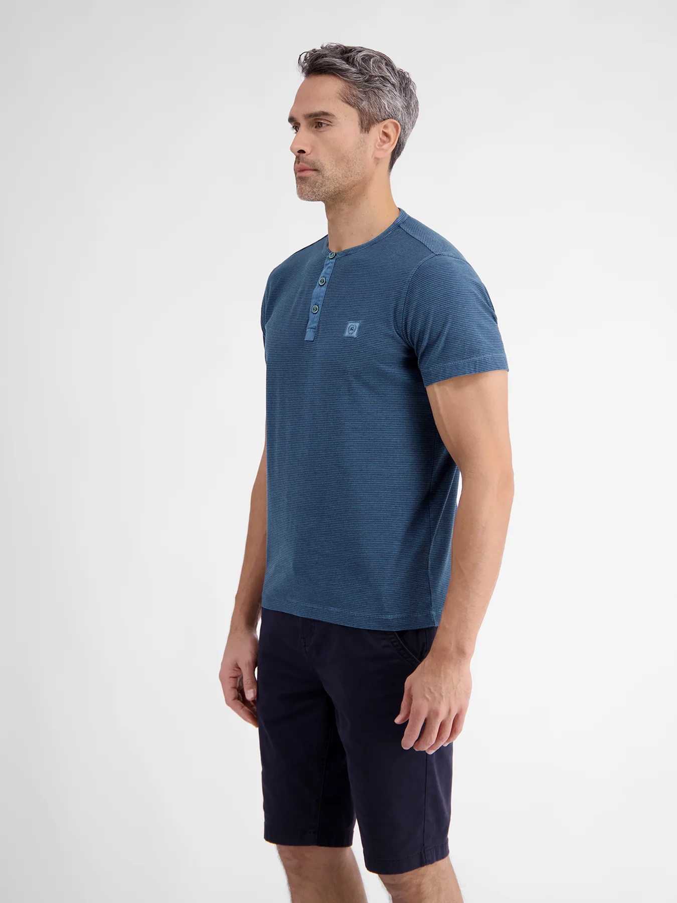 Lerros Serafino Shirt met Fineliner Strepen - Crispy Blue