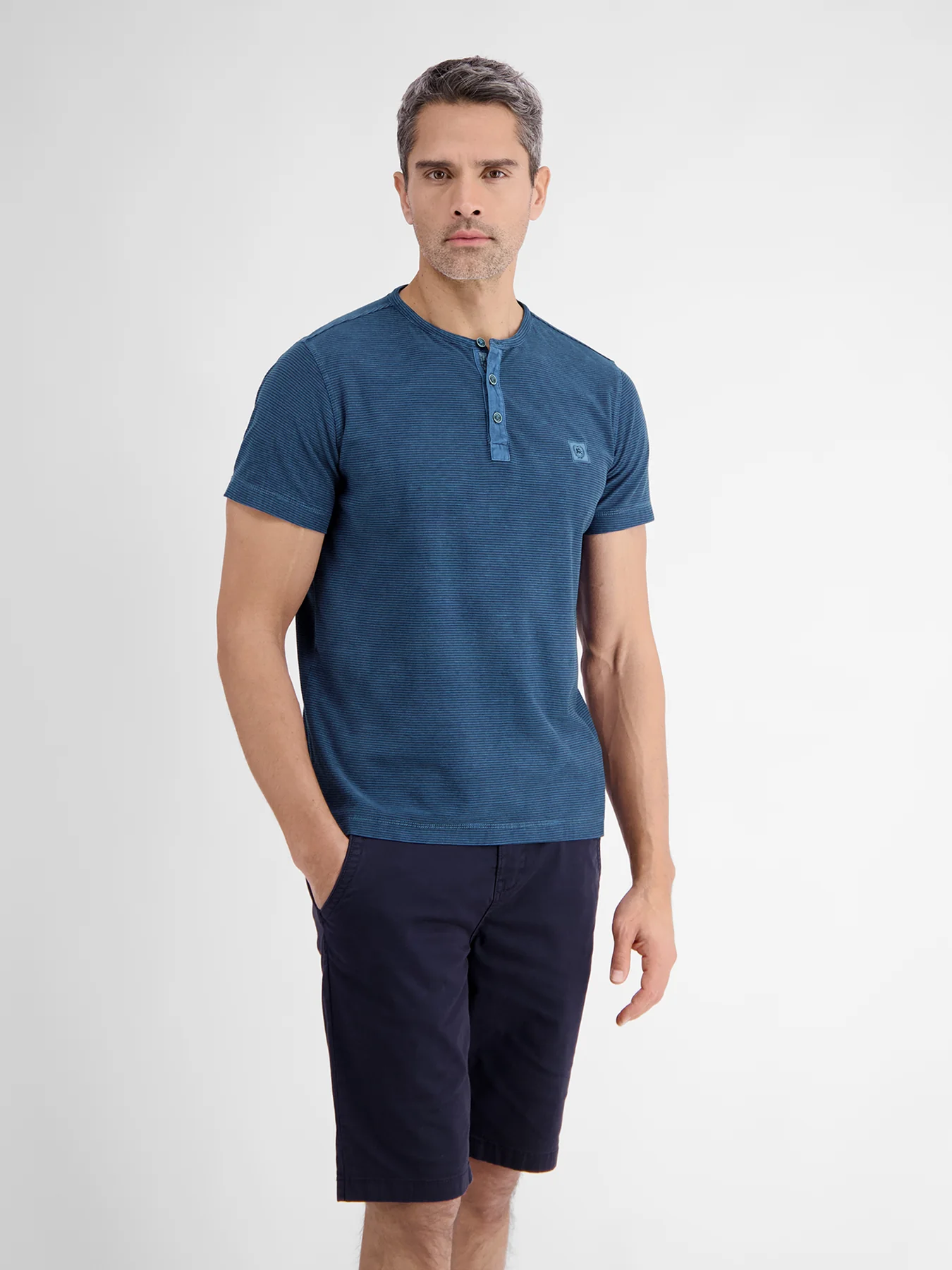 Lerros Serafino Shirt met Fineliner Strepen - Crispy Blue