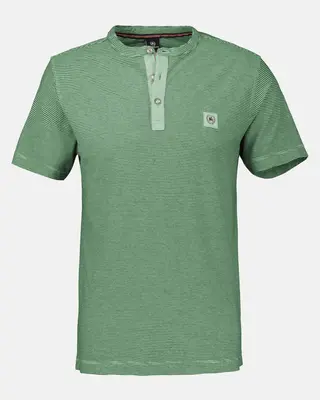 Lerros Serafino Shirt met Fineliner Strepen - Sage Green