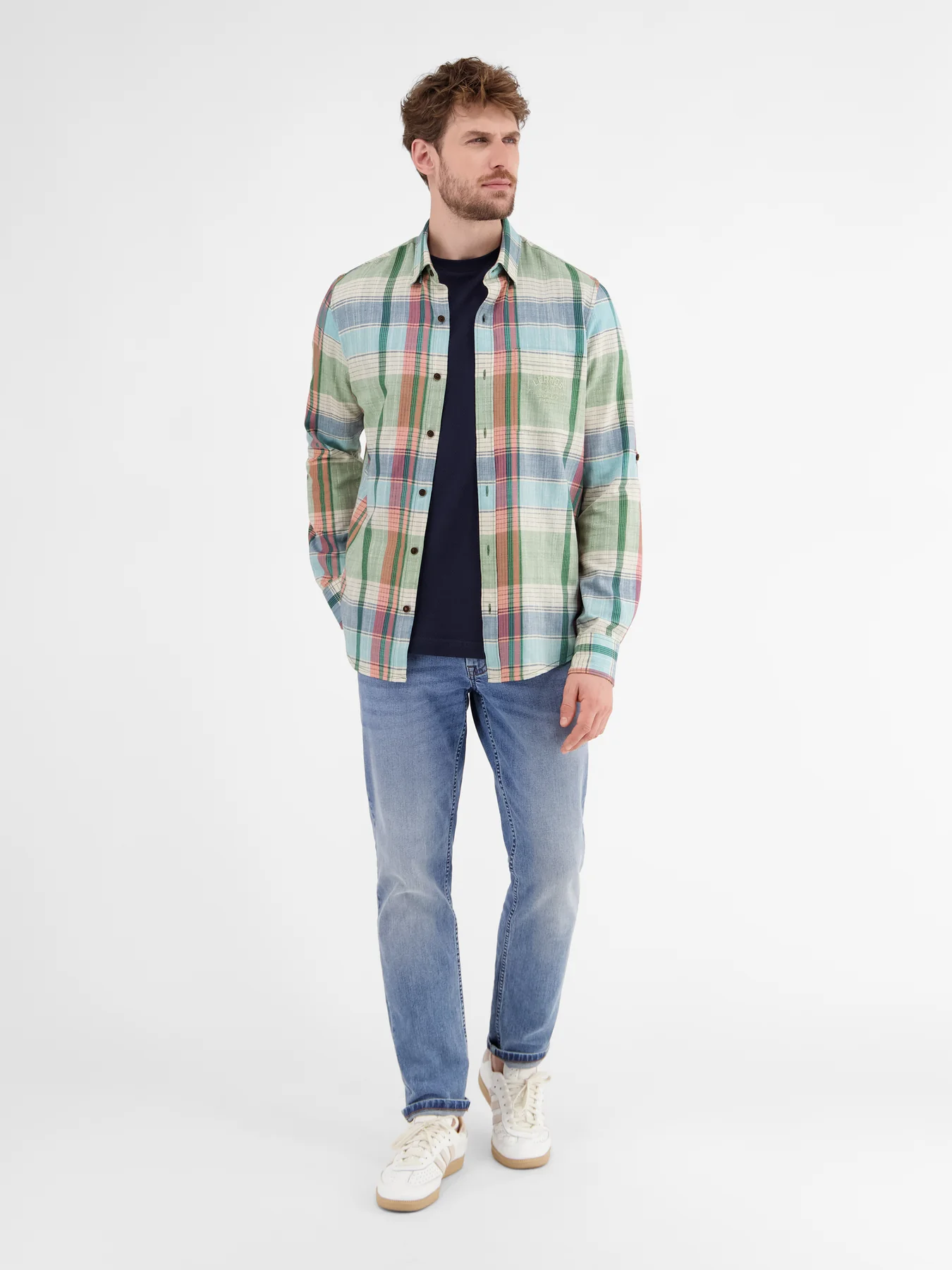 Lerros Shirt mit Check Print - Sage Green