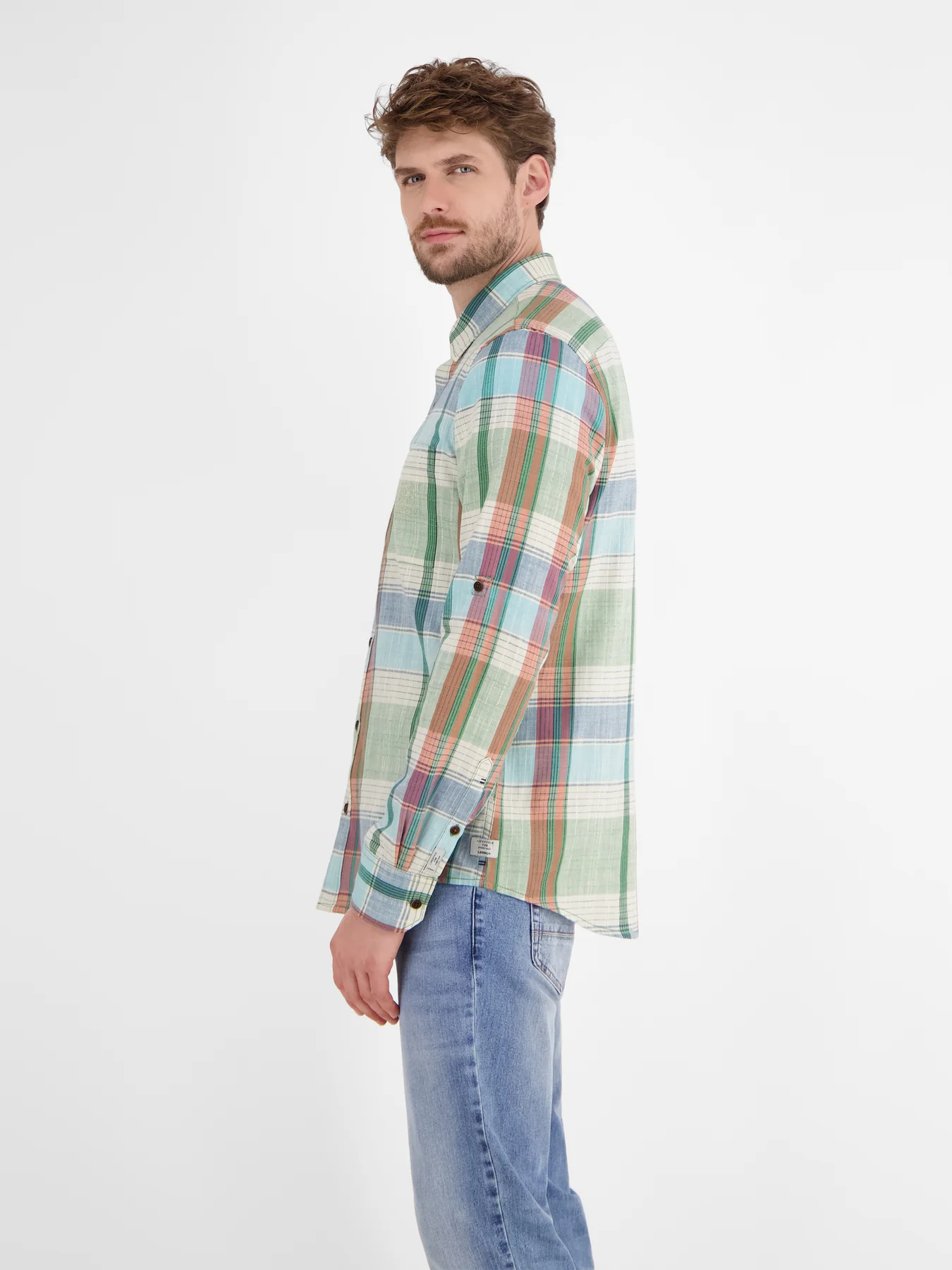 Lerros Shirt mit Check Print - Sage Green