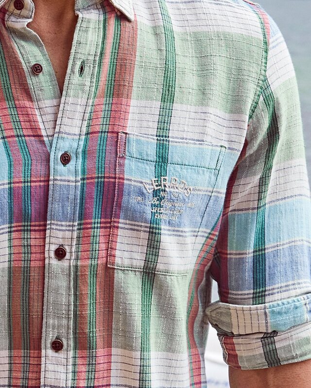 Lerros Hemd mit Struktur Karomuster - Sage Green