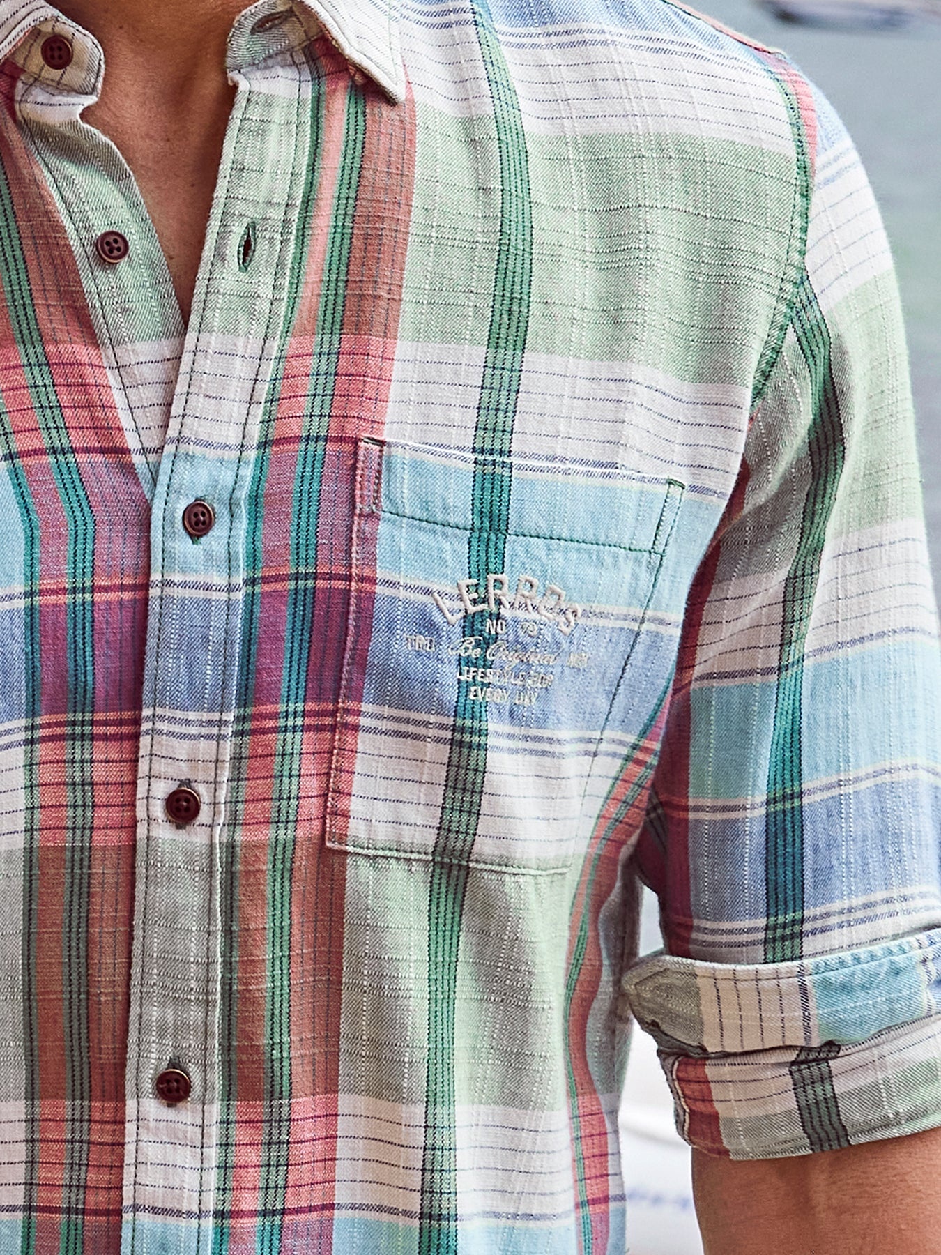 Lerros Shirt mit Check Print - Sage Green