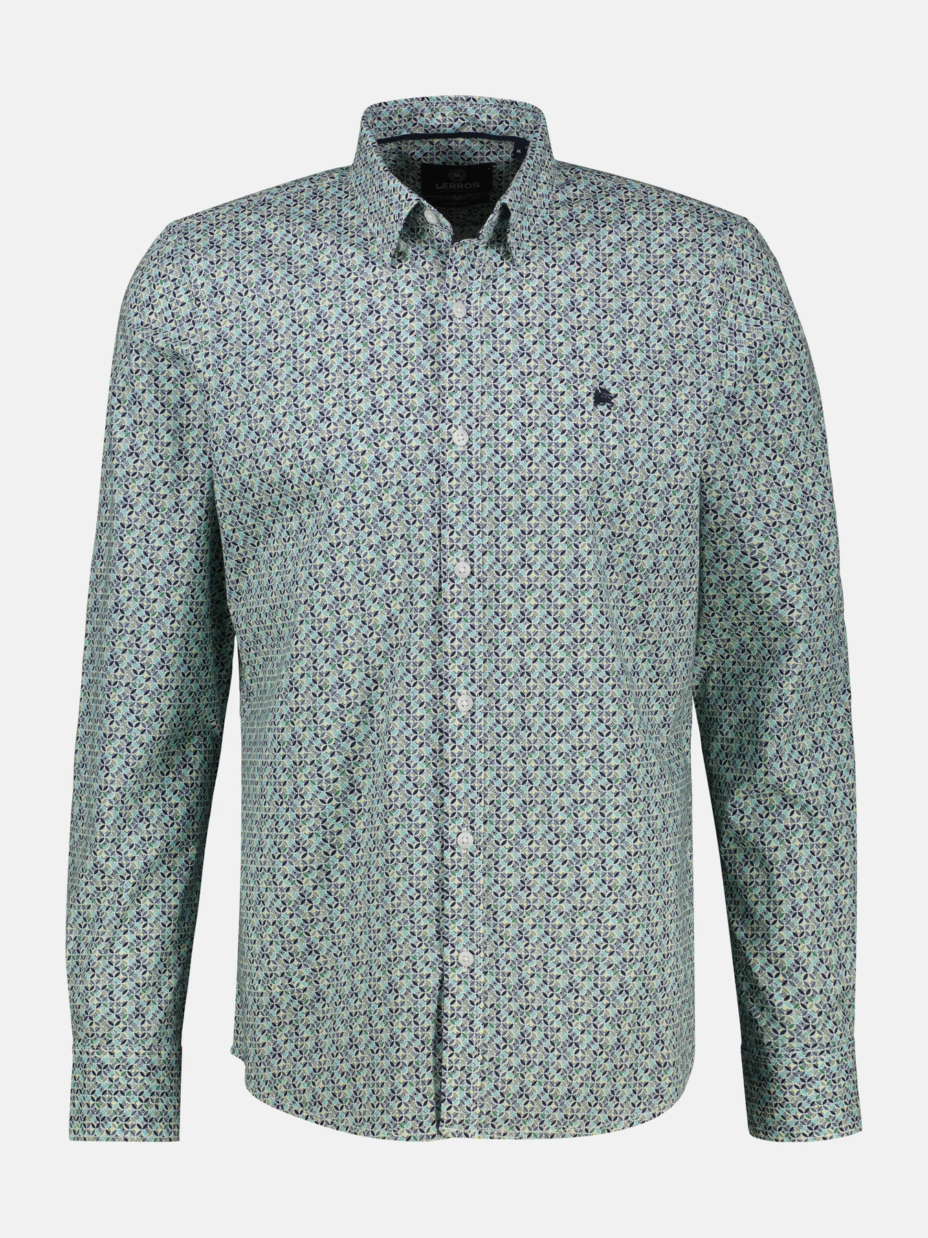 Lerros Print Hemd mit Stretch - Coastal Blue