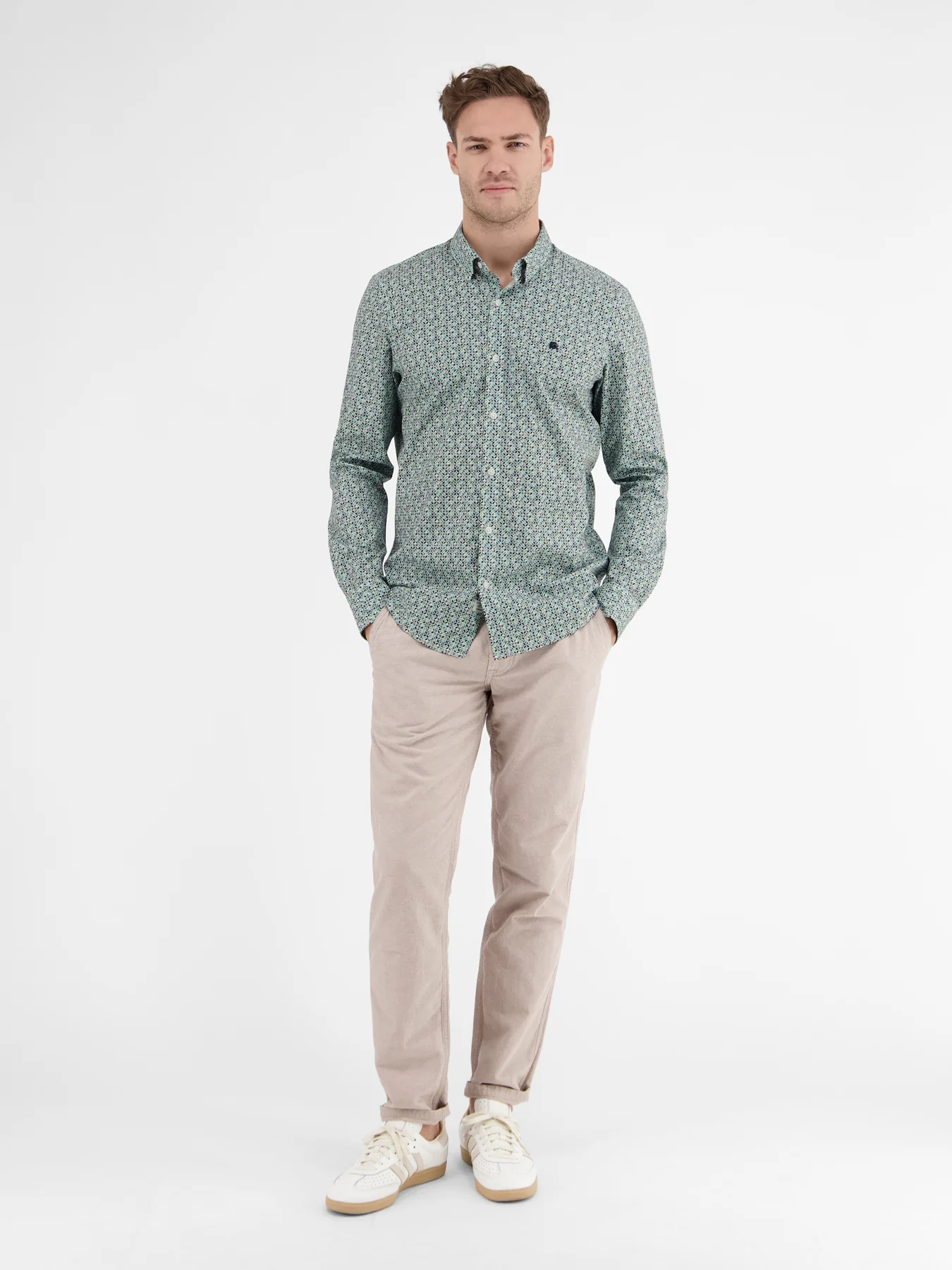 Lerros Print Shirt with Stretch - Coastal Blue