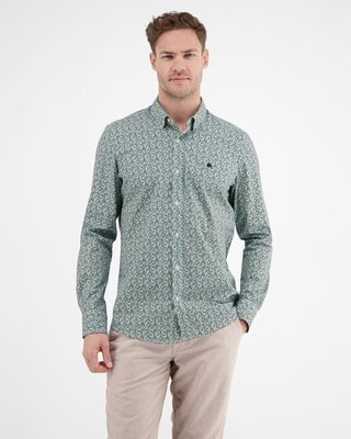Lerros Print Shirt with Stretch - Coastal Blue