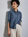 Street One Short Denim Shirt - Medium Blue Clean