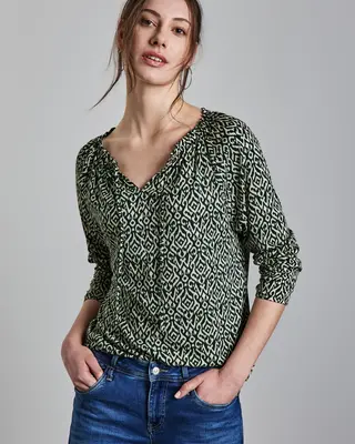 Street One Bedrucktes Raglan Shirt - Hunter Green