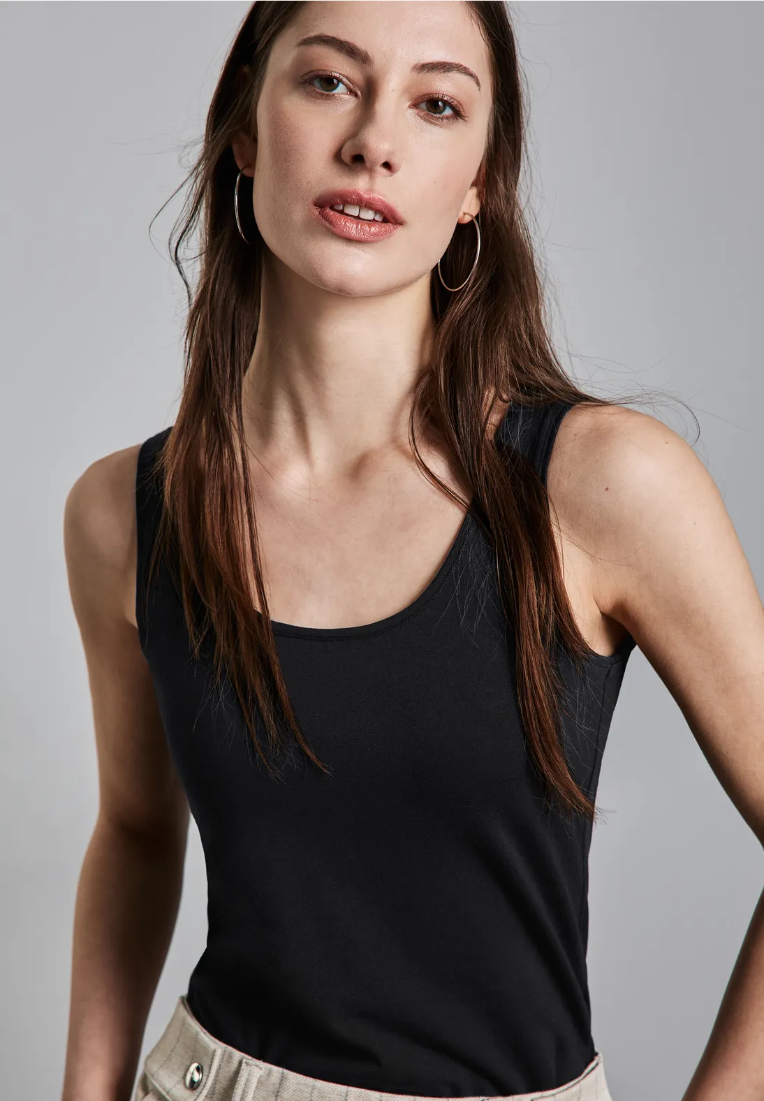 Street One Basic Top in Unifarbe Anni - Black