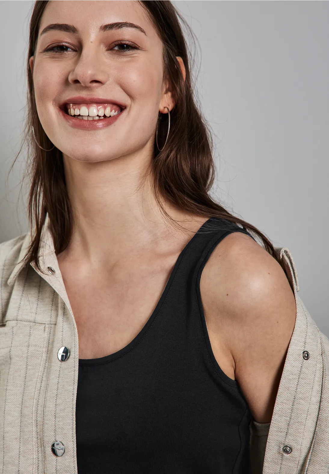 Street One Basic Top in Unifarbe Anni - Black