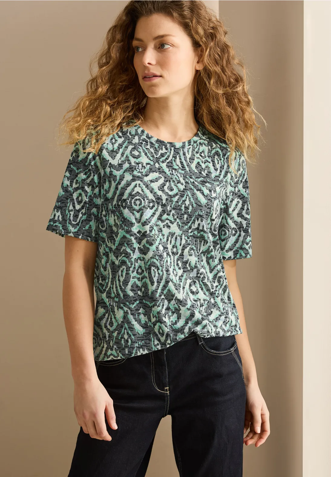 Cecil Shirt with Print - Slate Khaki