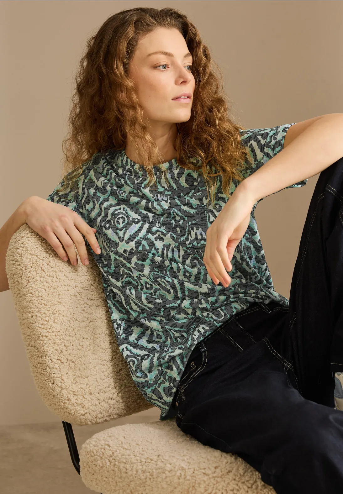 Cecil Shirt met Sierpatroon - Slate Khaki