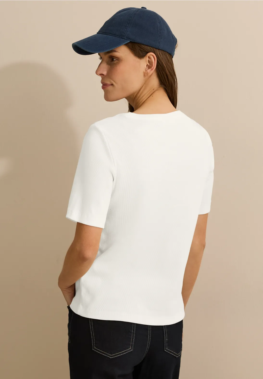 Cecil Maglietta Donna A Maniche Corte Con Stampa Floreale, Scollo A U, Colore Vanilla White, Taglia XL