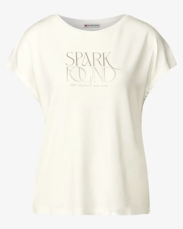 Street One T-Shirt with Text - Off White
