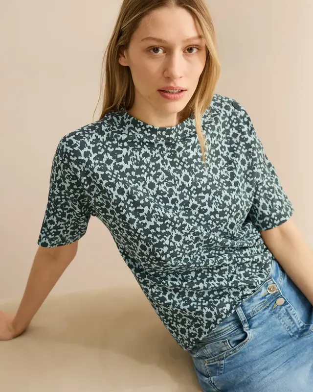 Cecil T-Shirt mit Knopfdetail - Cool Salvia Green