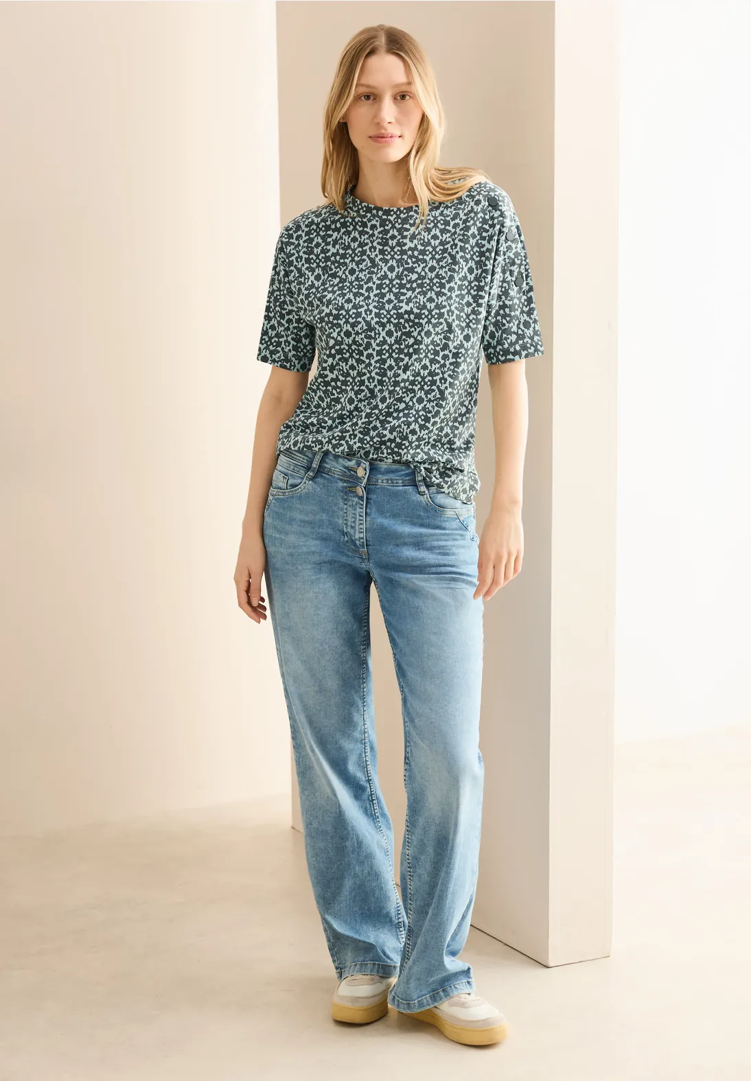 Cecil T-Shirt mit Knopfdetail - Cool Salvia Green