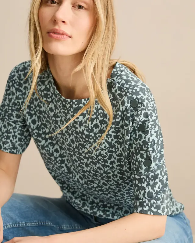 Cecil T-Shirt mit Knopfdetail - Cool Salvia Green