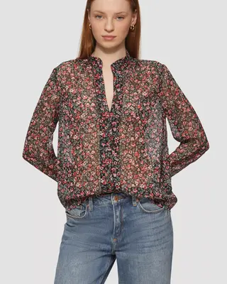 QS by S. Oliver Chiffon Blouse with Print - Black