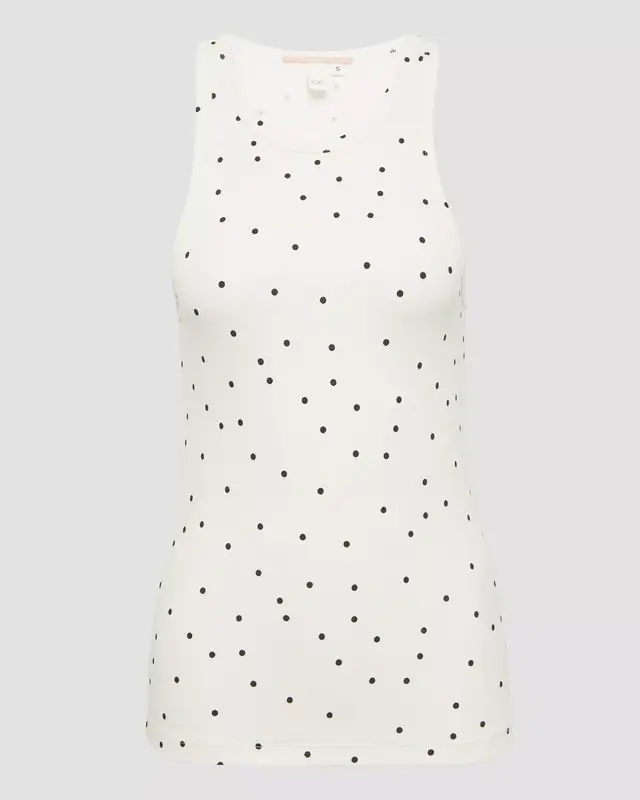QS by S. Oliver Rib Tanktop with Print - Crème