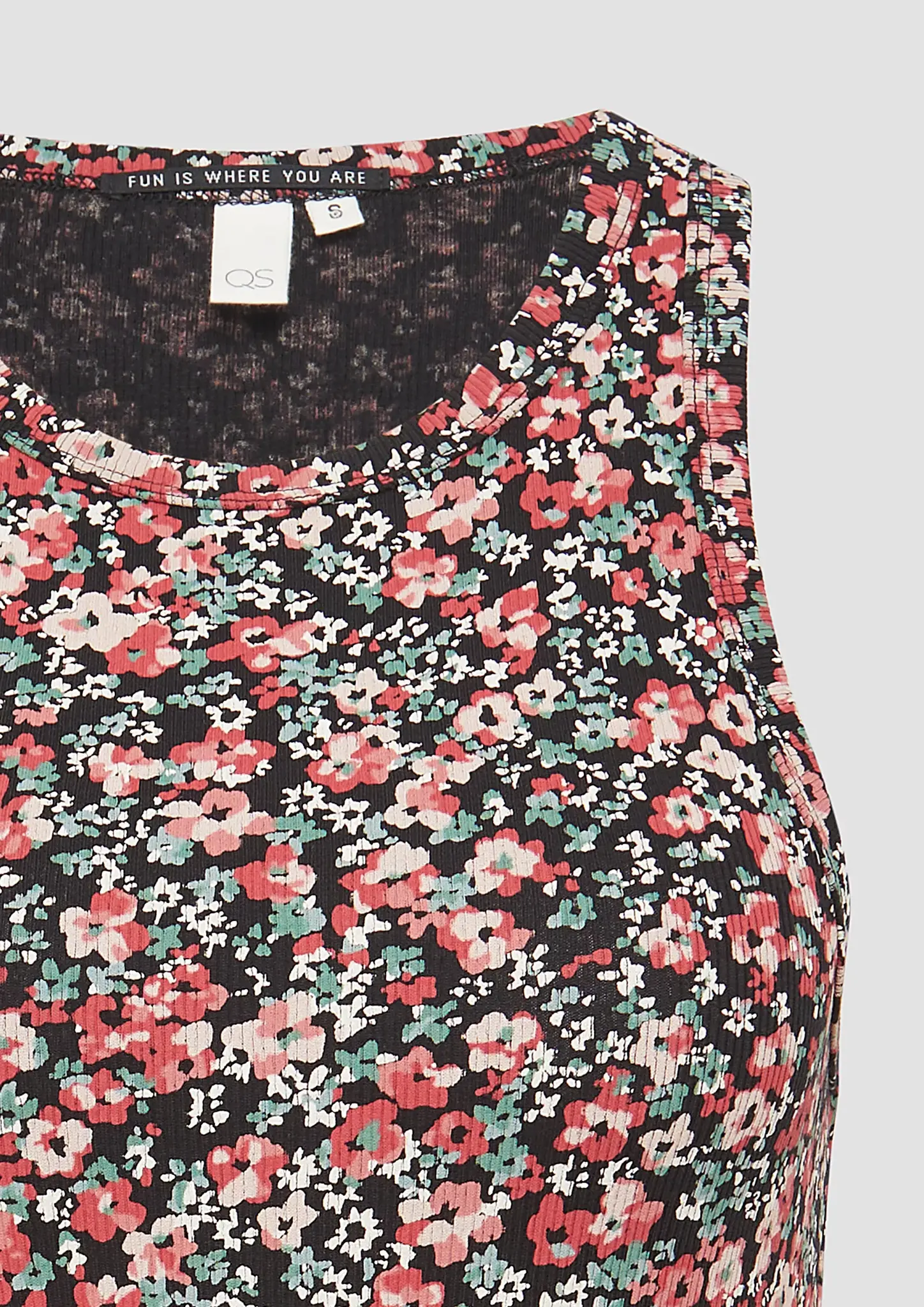 QS by S. Oliver Rib Tanktop with Print - Black