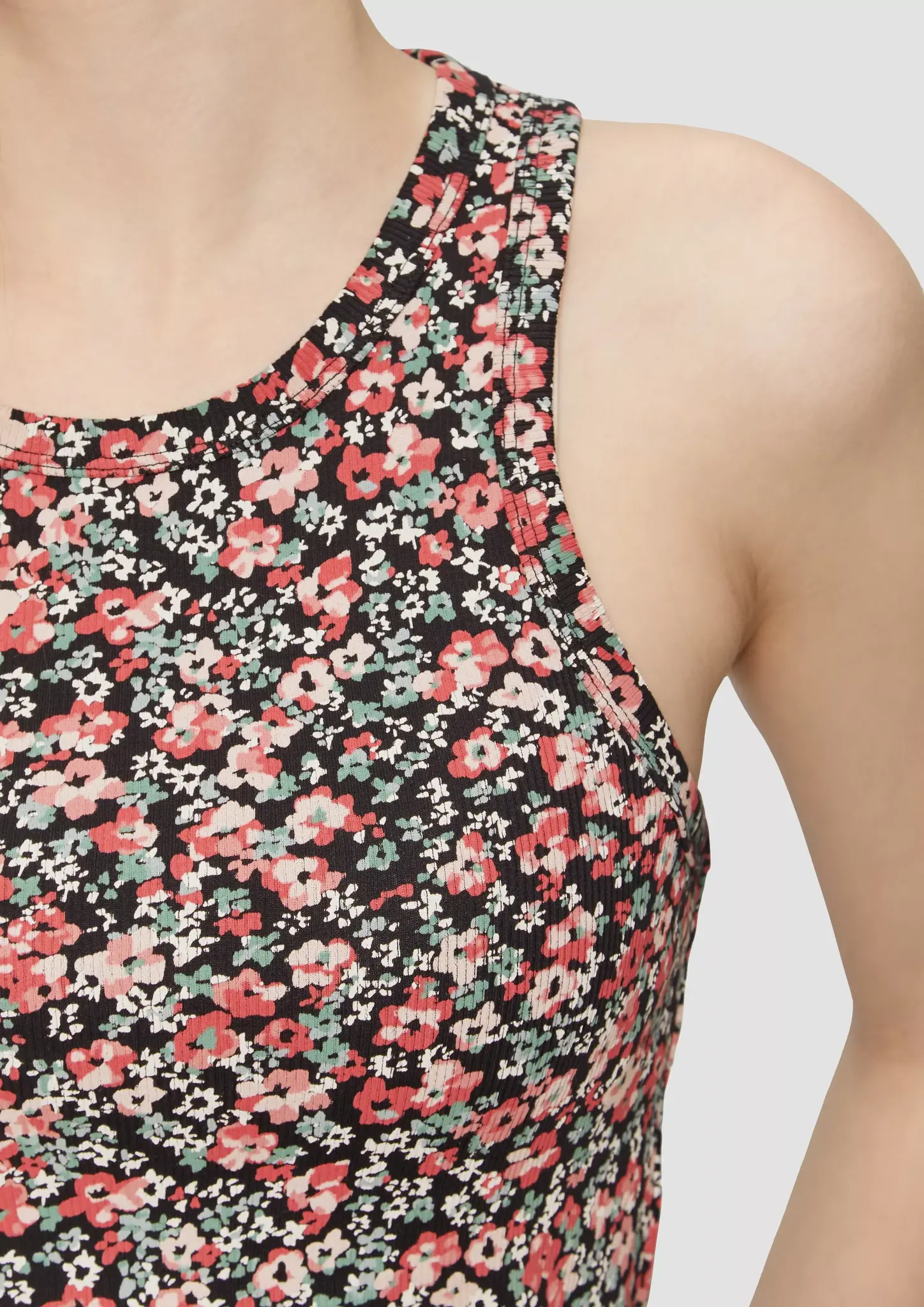 QS by S. Oliver Rib Tanktop with Print - Black