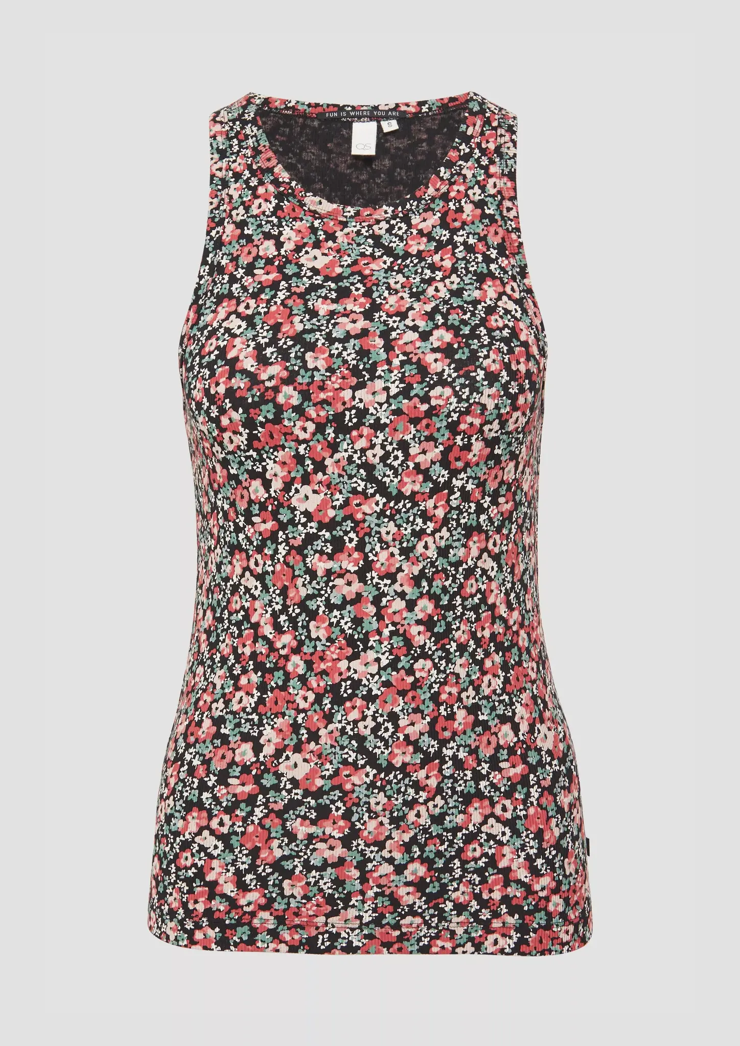 QS by S. Oliver Rib Tanktop with Print - Black