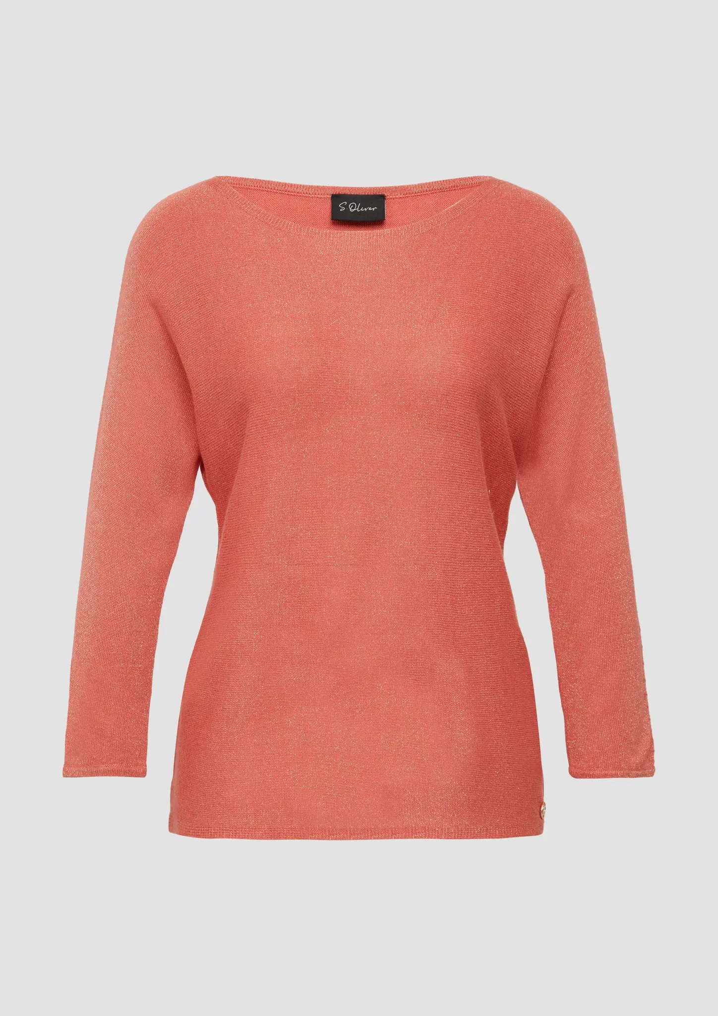 S. Oliver Fijngebreide Trui met Glitter - Coral Red