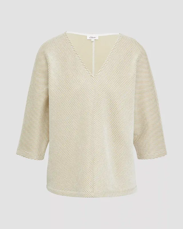 S. Oliver Shirt mit Strukturstreifen - Sand Stone