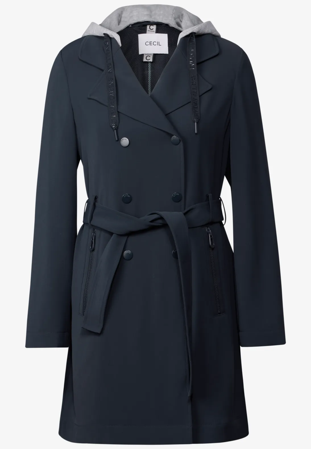 Cecil Trenchcoat with Hood - Dark Navy Blue