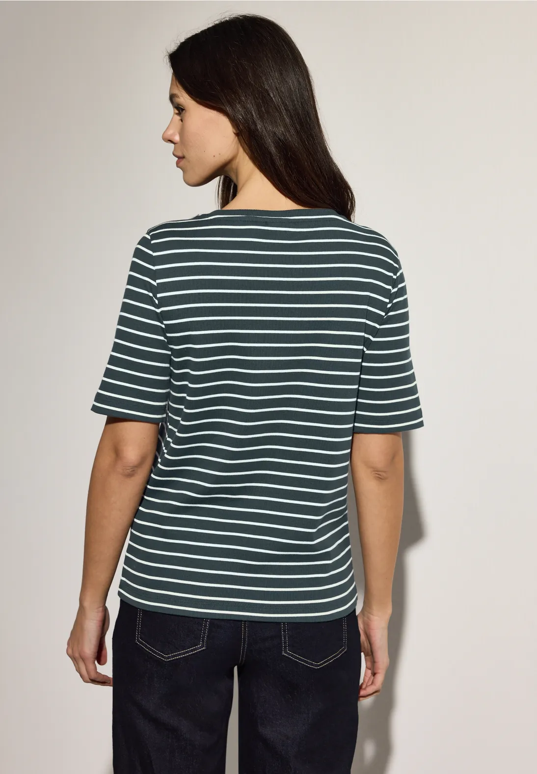 Cecil Gestreept Shirt - Slate Khaki