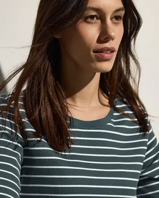 Cecil Gestreept Shirt - Slate Khaki