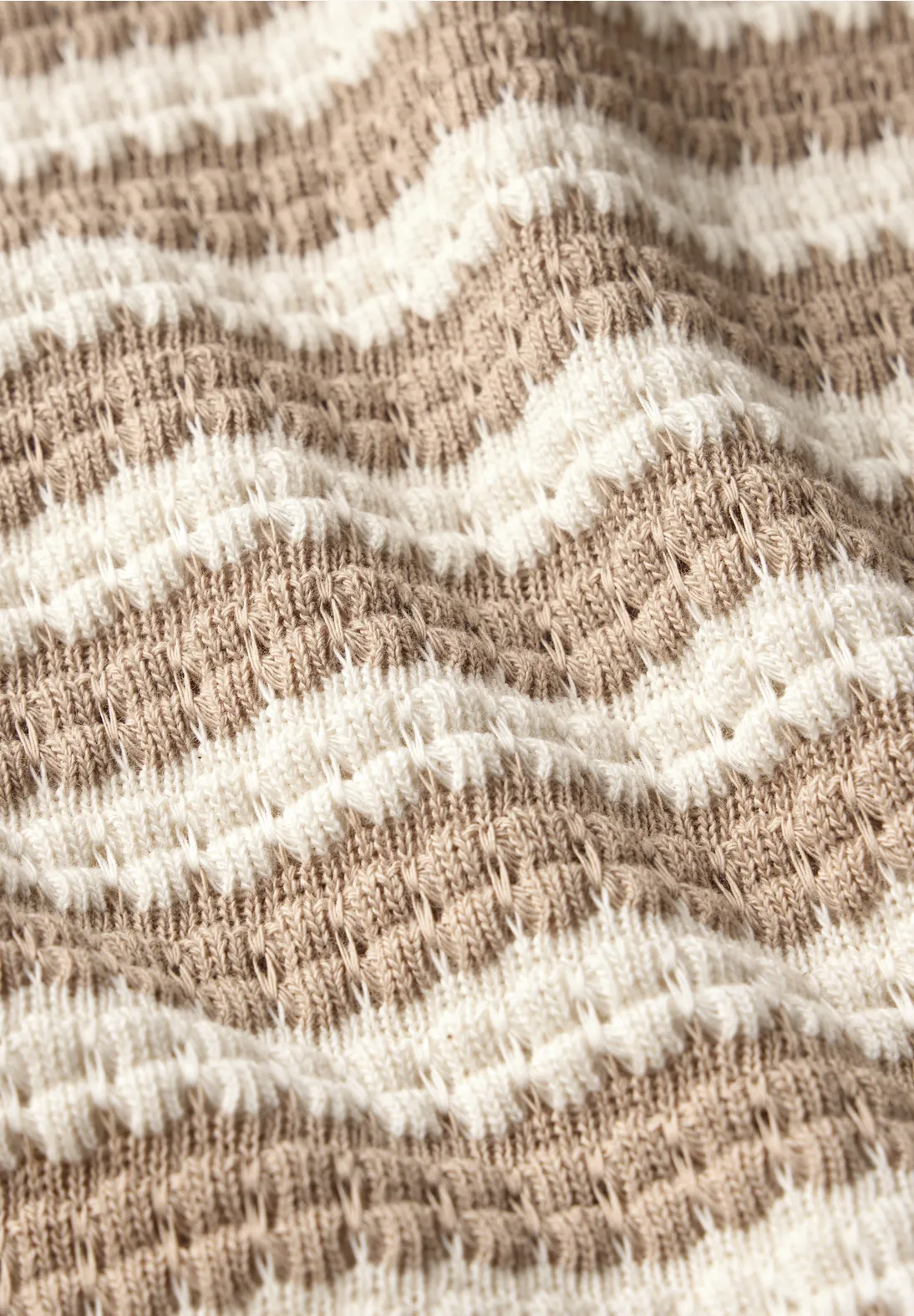 Street One Knit Jumper with Stripes - Safari Beige