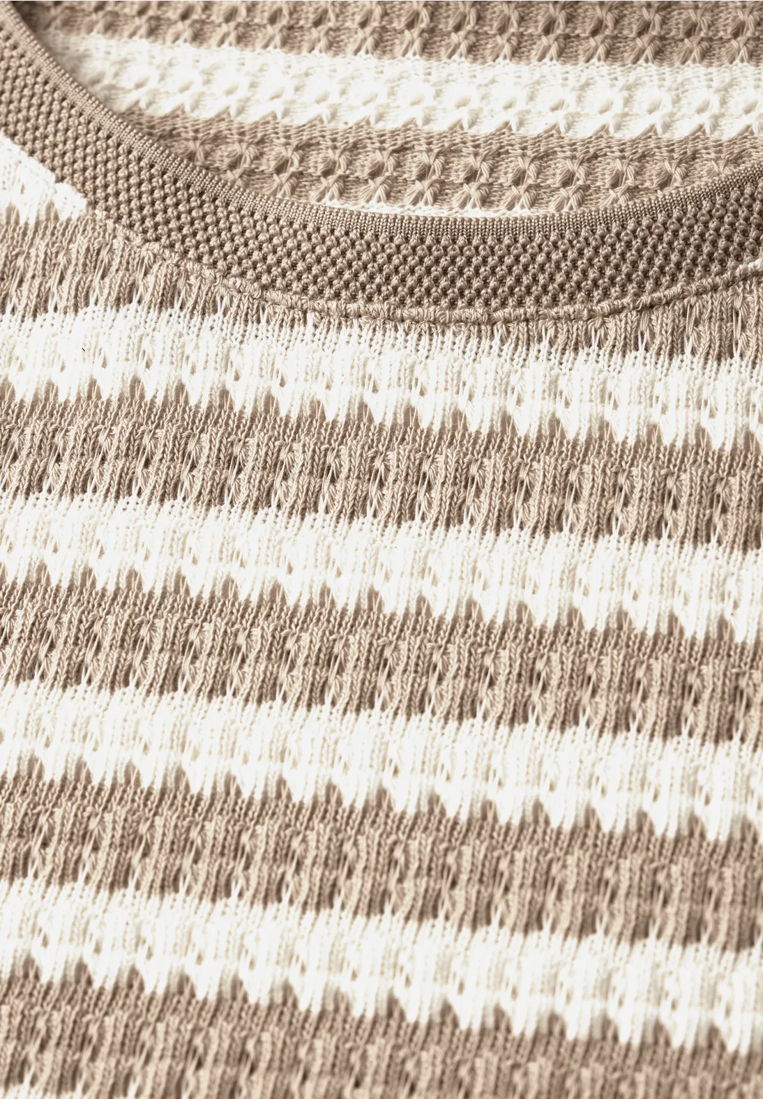 Street One Knit Jumper with Stripes - Safari Beige