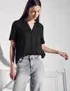 Street One Bluse in Unifarbe - Black