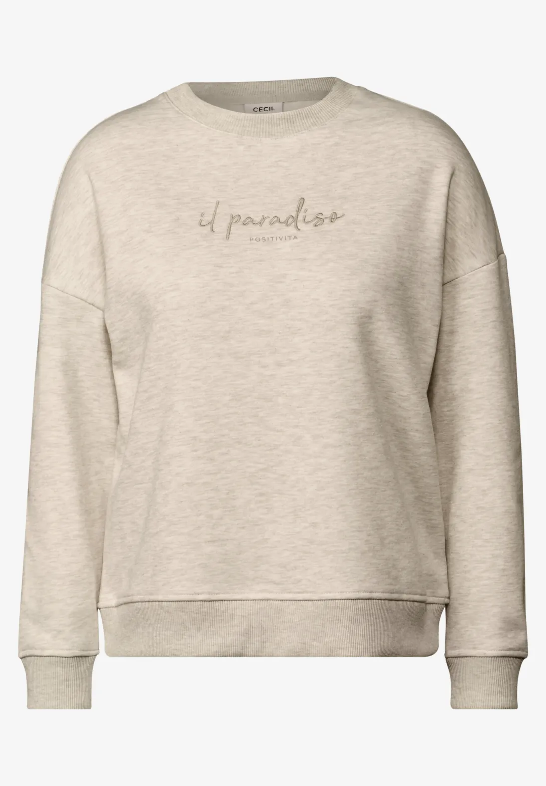 Cecil Sweatshirt mit Stickerei - Pearl Beige Melange