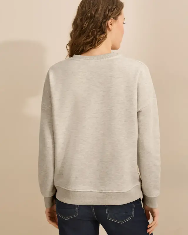 Cecil Sweater met Borduursel - Pearl Beige Melange