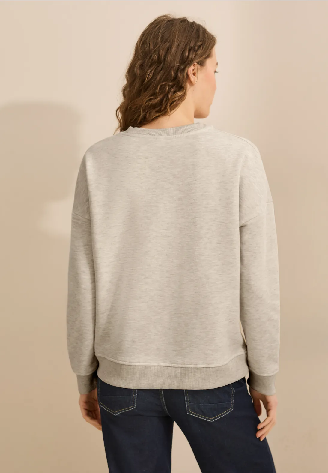 Cecil Sweatshirt with Embroidery - Pearl Beige Melange