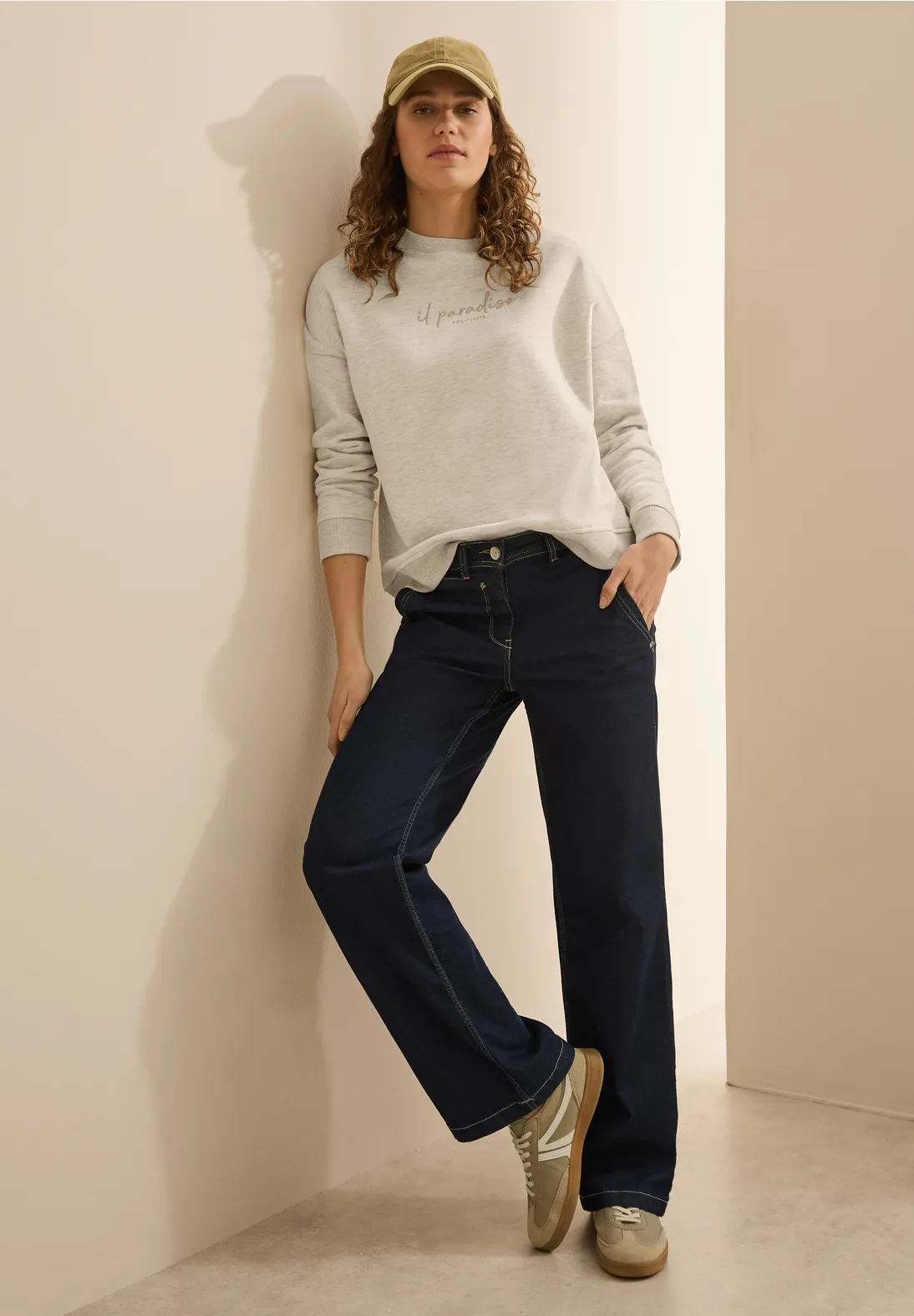 Cecil Sweatshirt mit Stickerei - Pearl Beige Melange