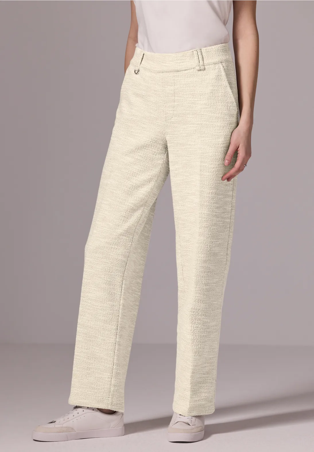 Street One Studio Straight Leg Hose - Sheer Beige Melange